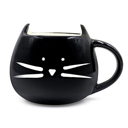 Teagas Cute Cat Mug 12 Oz for Coffee Tea – Black Cat Morning Coffee Ceramic Mug, Gift for Crazy Cat Lovers