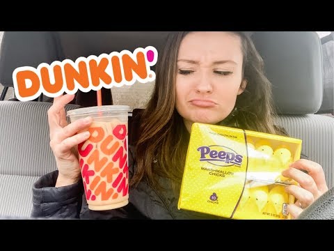I TRIED DUNKIN'S PEEP COFFEE | PEEPS FLAVORED ICED COFFEE REVIEW | 2019 | Ashley Little