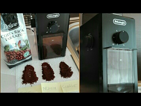 DeLonghi KG79 młynek do kawy stopnie grubości mielenia ziaren. Coffee grinder grinding level
